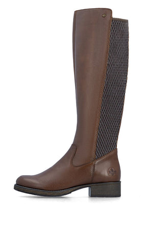 Rieker High Flat Boot in Brown 