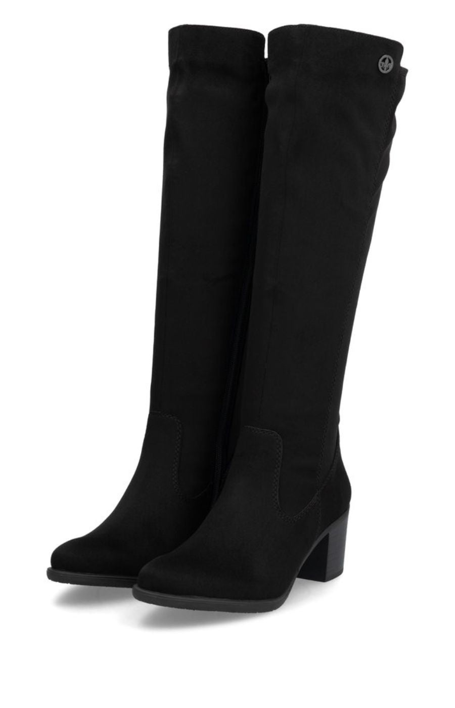 Rieker Knee High Suede Boots in Black 
