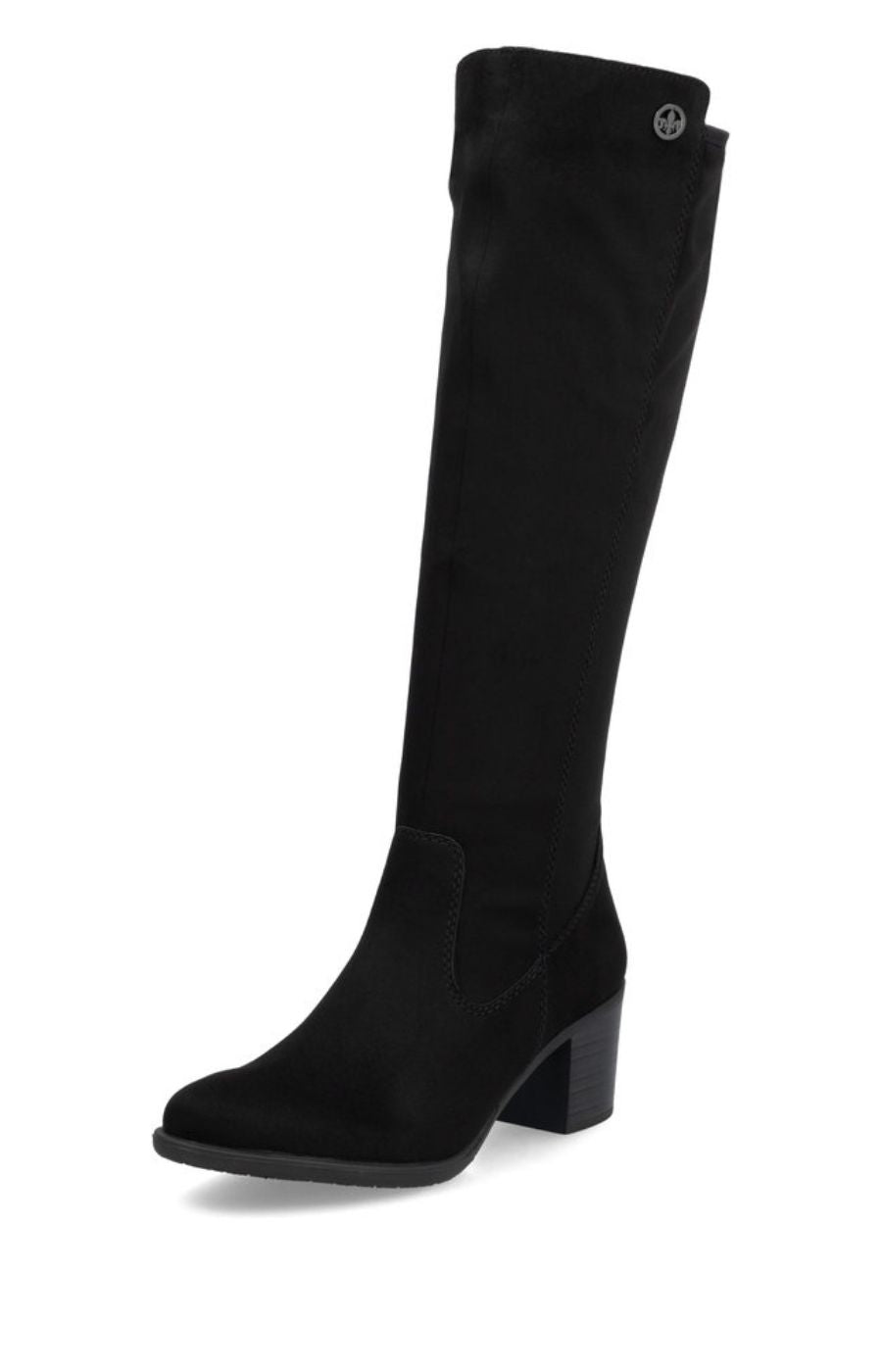Rieker Knee High Suede Boots in Black 