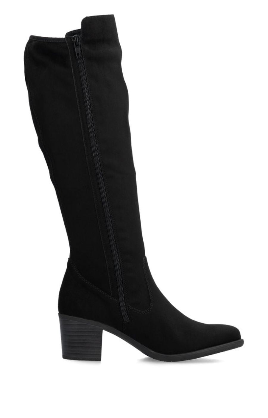 Rieker Knee High Suede Boots in Black 