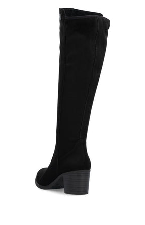 Rieker Knee High Suede Boots in Black 