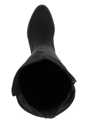 Rieker Knee High Suede Boots in Black 