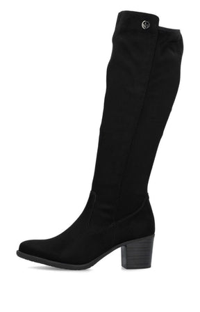 Rieker Knee High Suede Boots in Black 