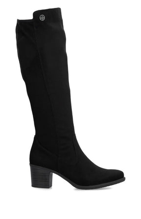 Rieker Knee High Suede Boots in Black 