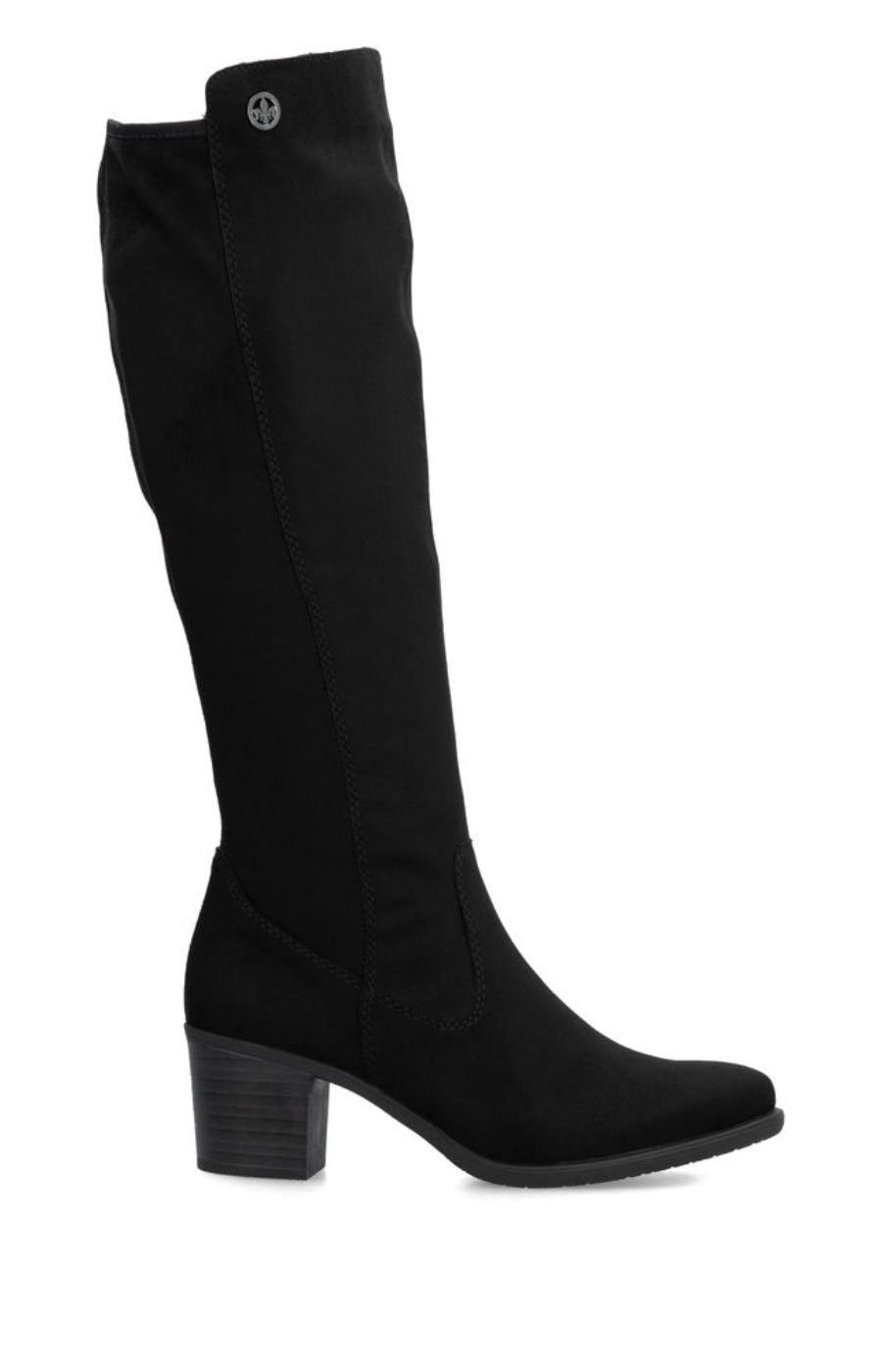 Rieker Knee High Suede Boots in Black 