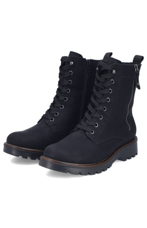 Rieker Lace Up Boot in Black 