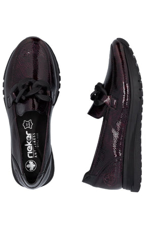 Rieker Leather Loafer in Deep Wine