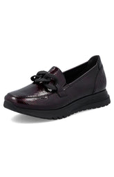 Rieker Leather Loafer in Deep Wine 