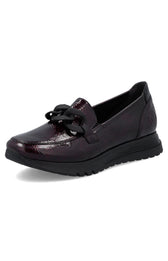 Rieker Leather Loafer in Deep Wine 