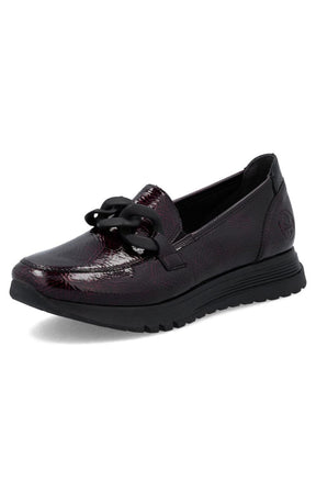 Rieker Leather Loafer in Deep Wine 