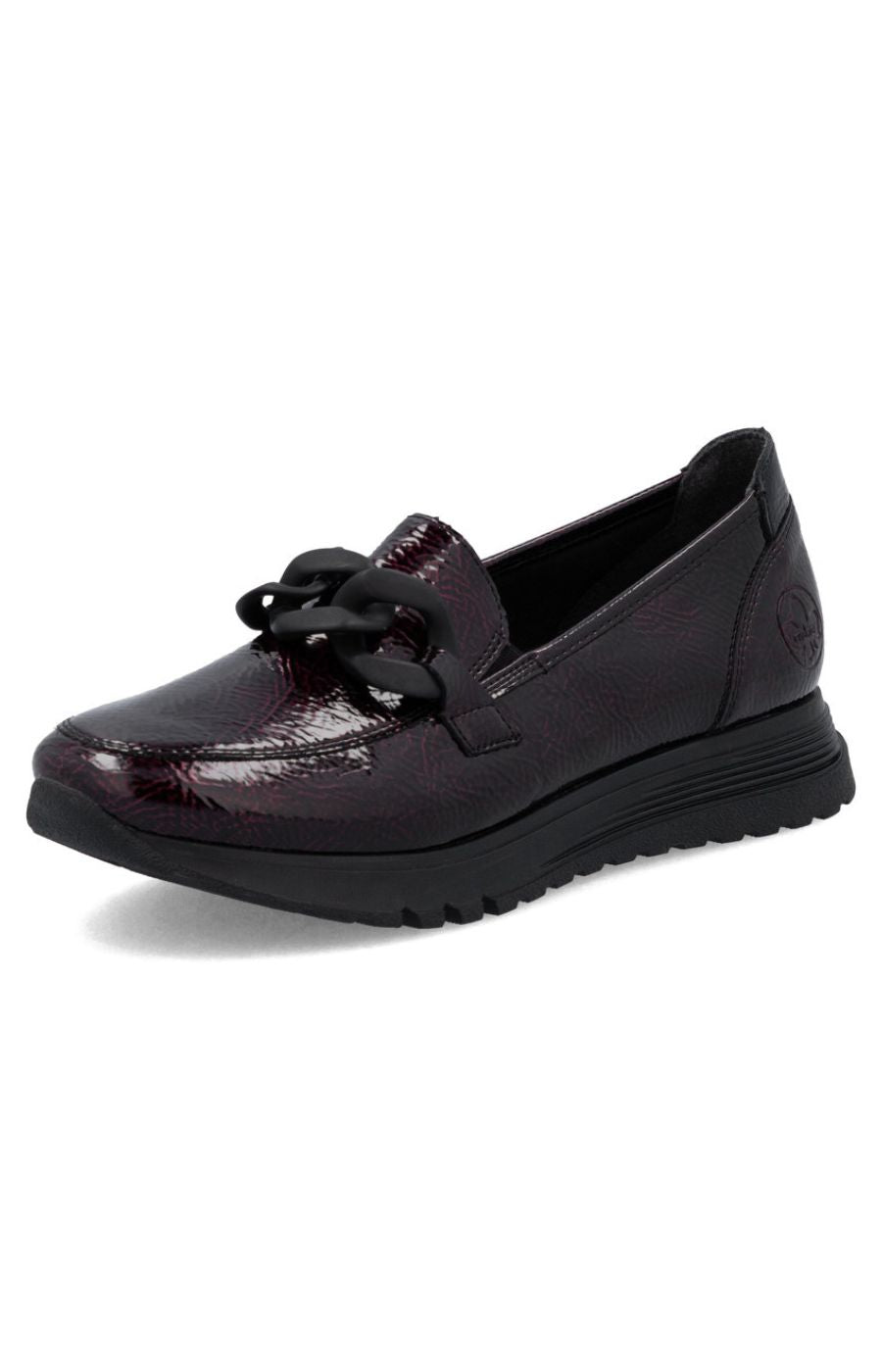 Rieker Leather Loafer in Deep Wine 