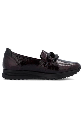 Rieker Leather Loafer in Deep Wine 