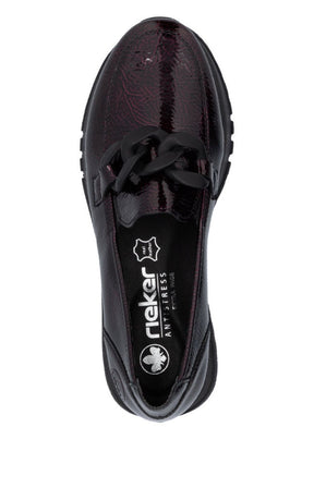 Rieker Leather Loafer in Deep Wine 