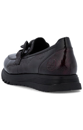 Rieker Leather Loafer in Deep Wine 