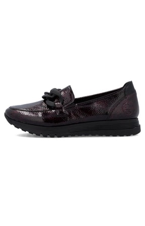 Rieker Leather Loafer in Deep Wine 