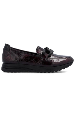 Rieker Leather Loafer in Deep Wine 