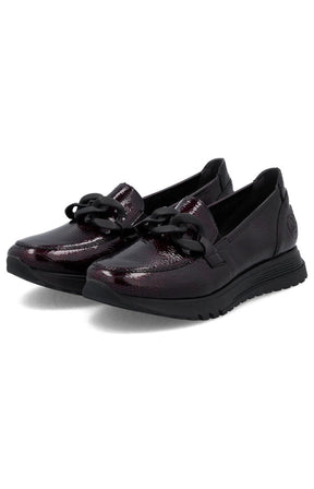 Rieker Leather Loafer in Deep Wine 