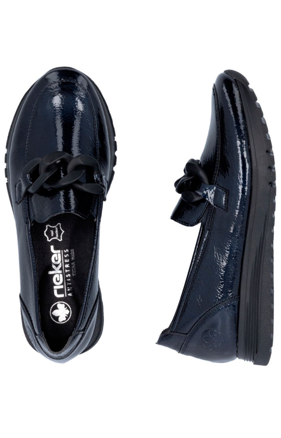 Rieker Leather Loafer in Navy 