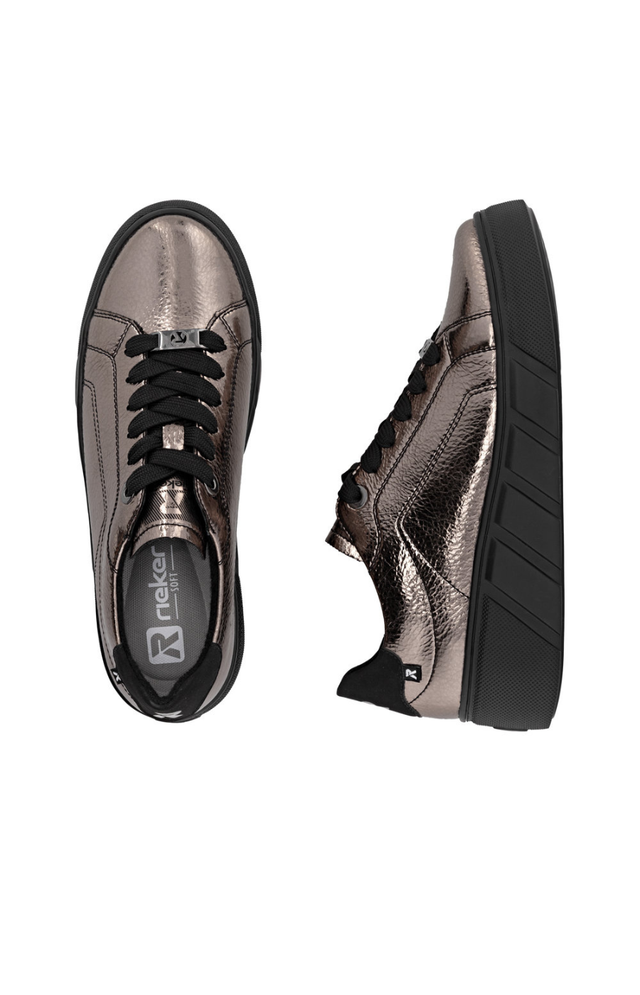 Rieker Patent Trainer in Metallic