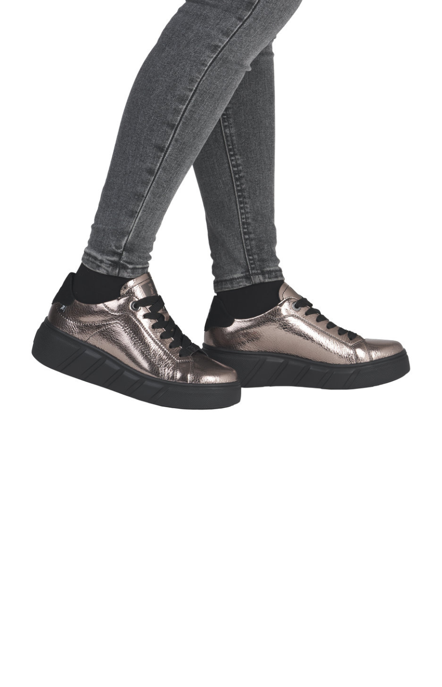 Rieker Patent Trainer in Metallic