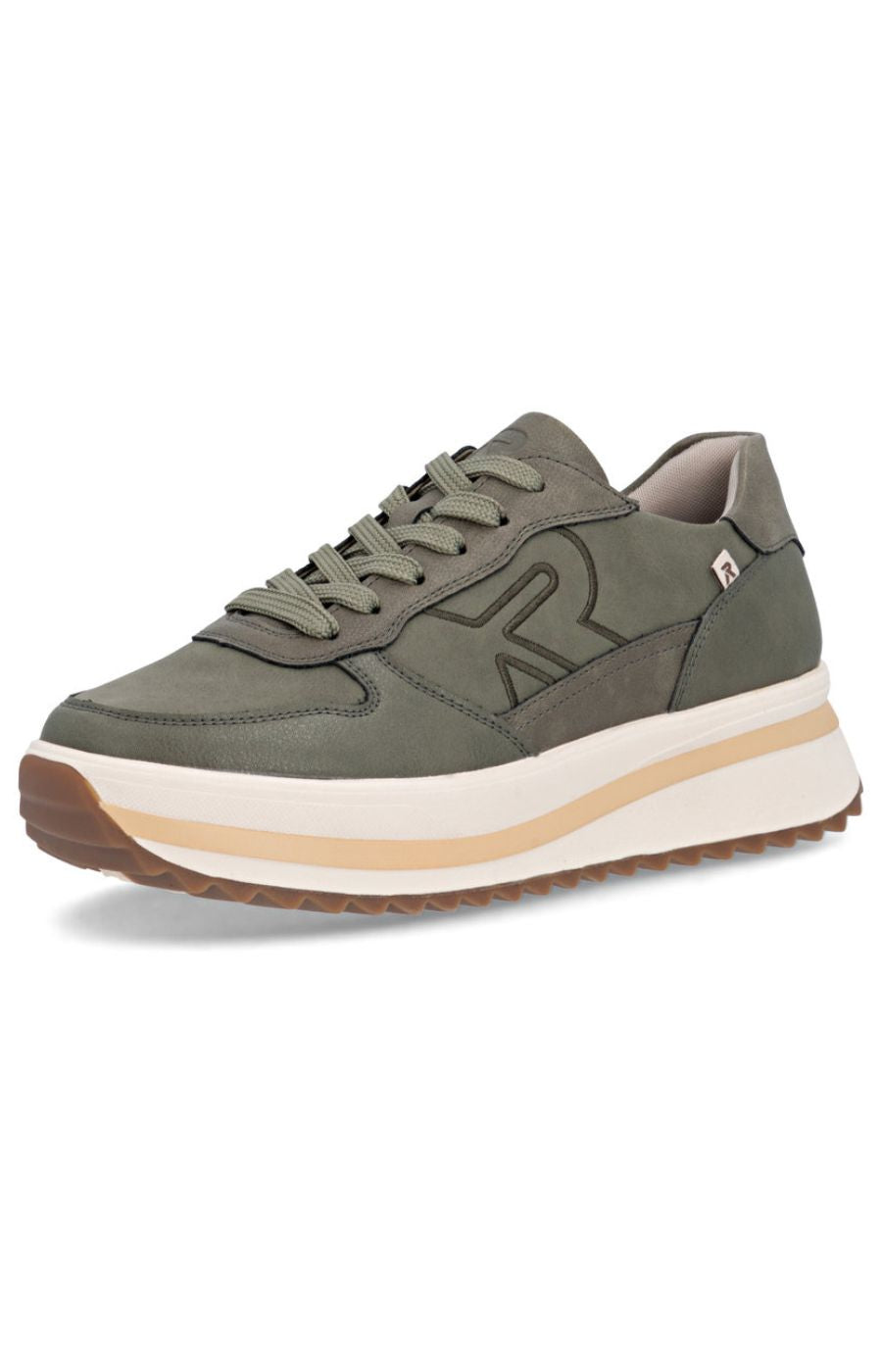 Rieker Platform Lace Up Trainer in Green