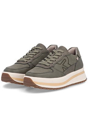 Rieker Platform Lace Up Trainer in Green