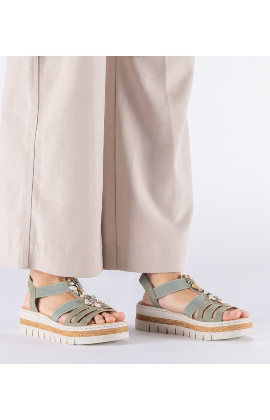 Rieker Seashell Sandal in Khaki 