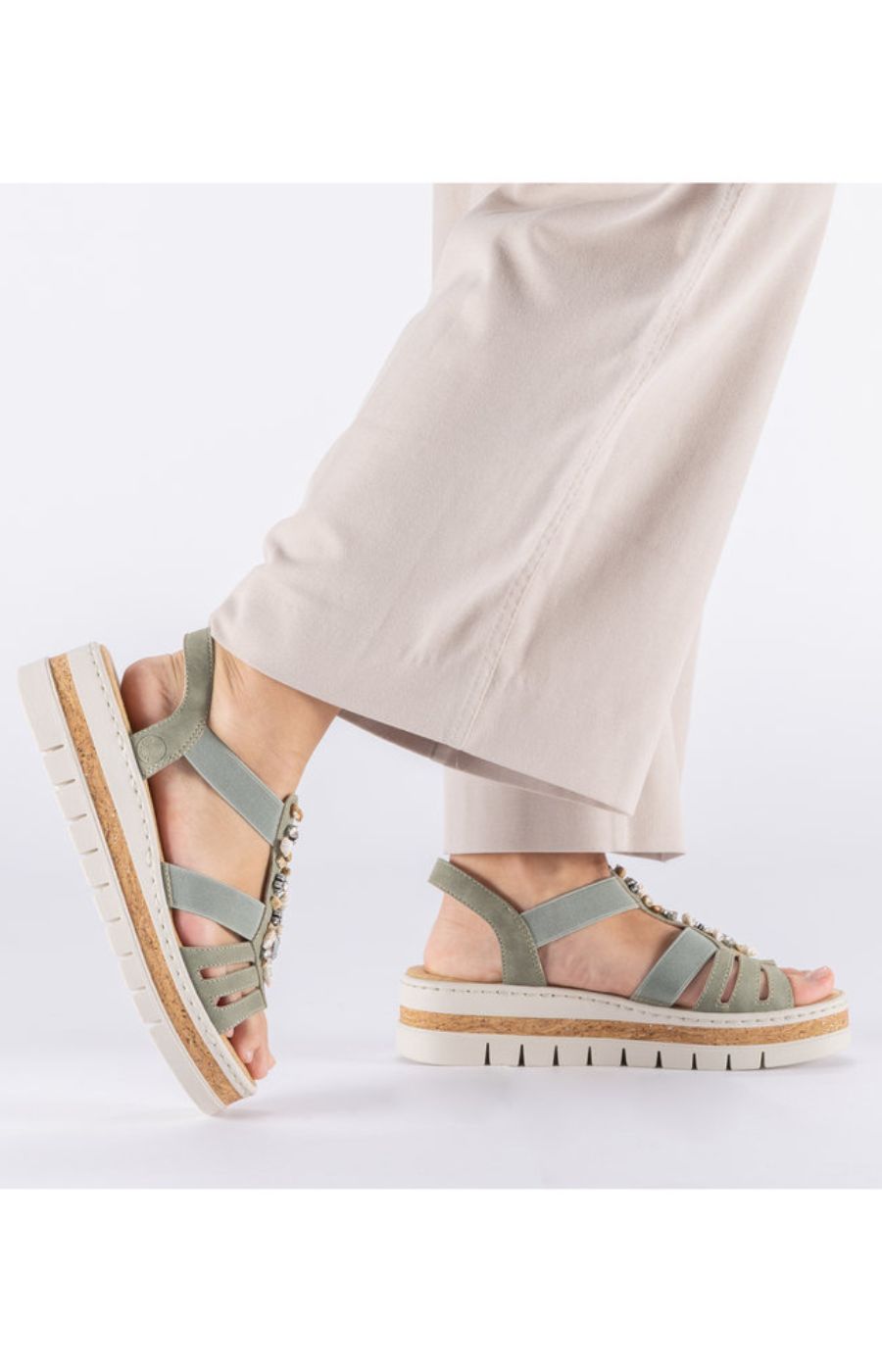 Rieker Seashell Sandal in Khaki 