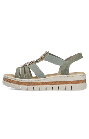Rieker Seashell Sandal in Khaki 