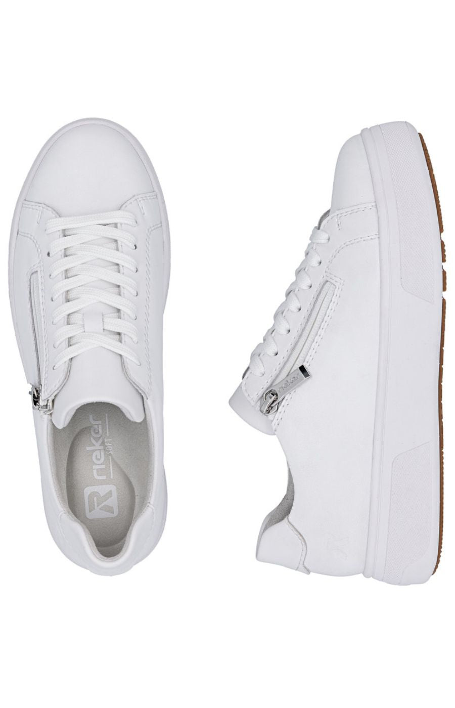 Rieker Side Zip Trainer in White 