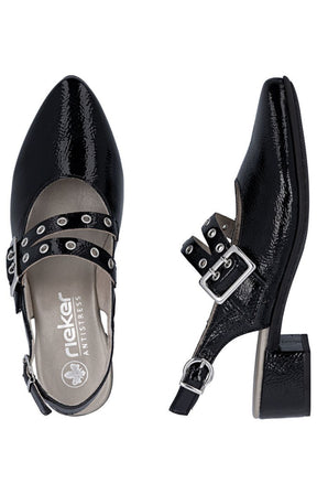 Rieker Slingback Buckle Shoe in Black 