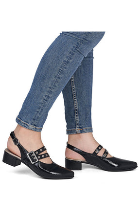 Rieker Slingback Buckle Shoe in Black