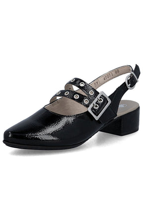 Rieker Slingback Buckle Shoe in Black 