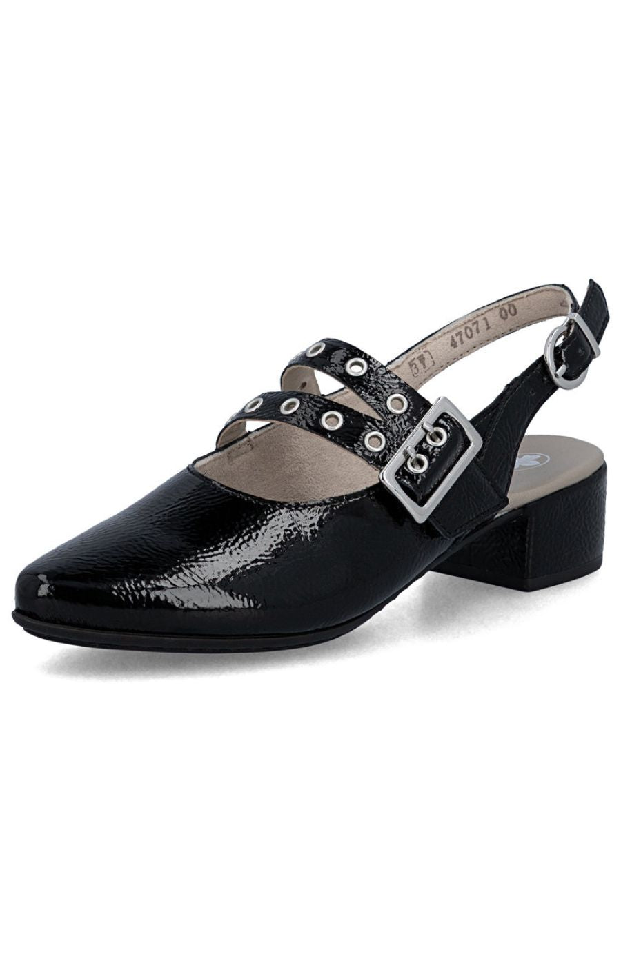 Rieker Slingback Buckle Shoe in Black 