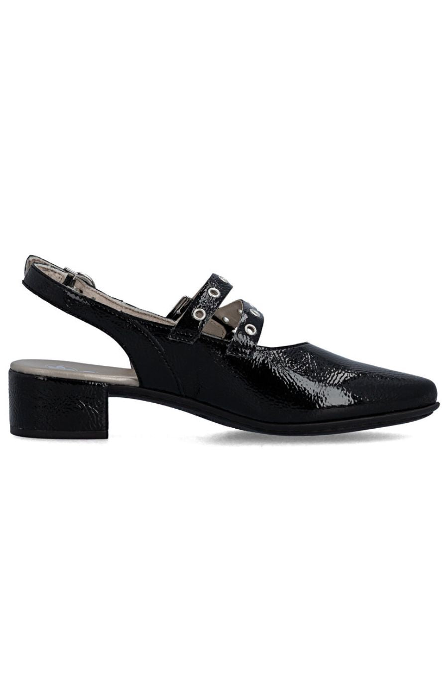 Rieker Slingback Buckle Shoe in Black
