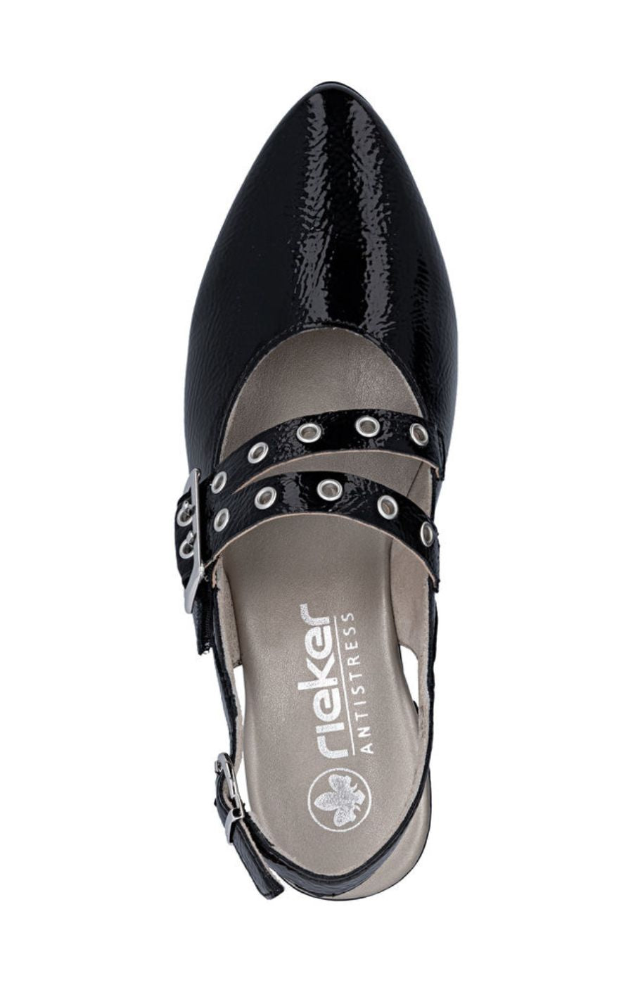 Rieker Slingback Buckle Shoe in Black 