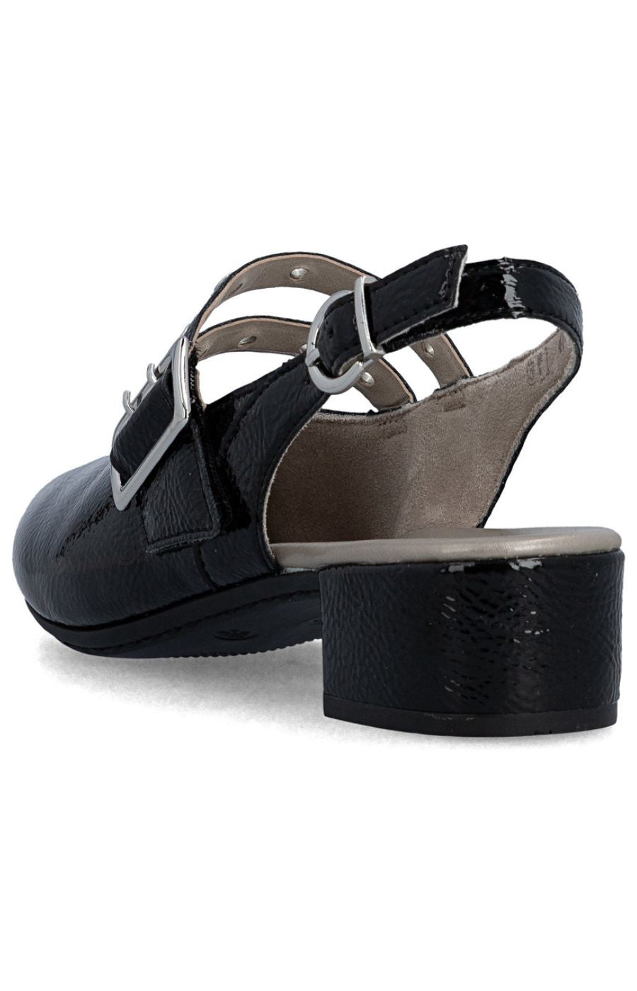 Rieker Slingback Buckle Shoe in Black 