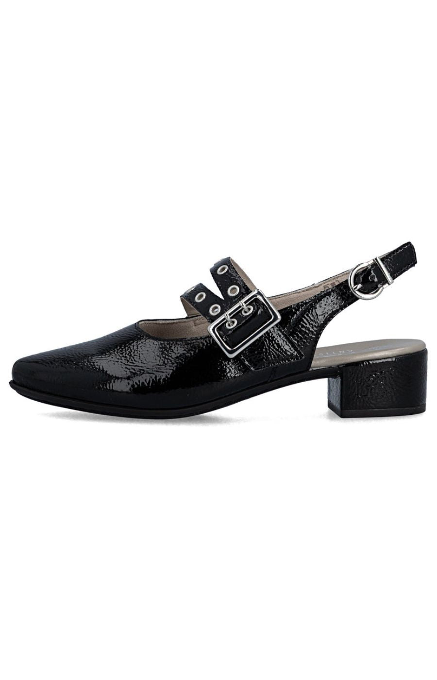 Rieker Slingback Buckle Shoe in Black 