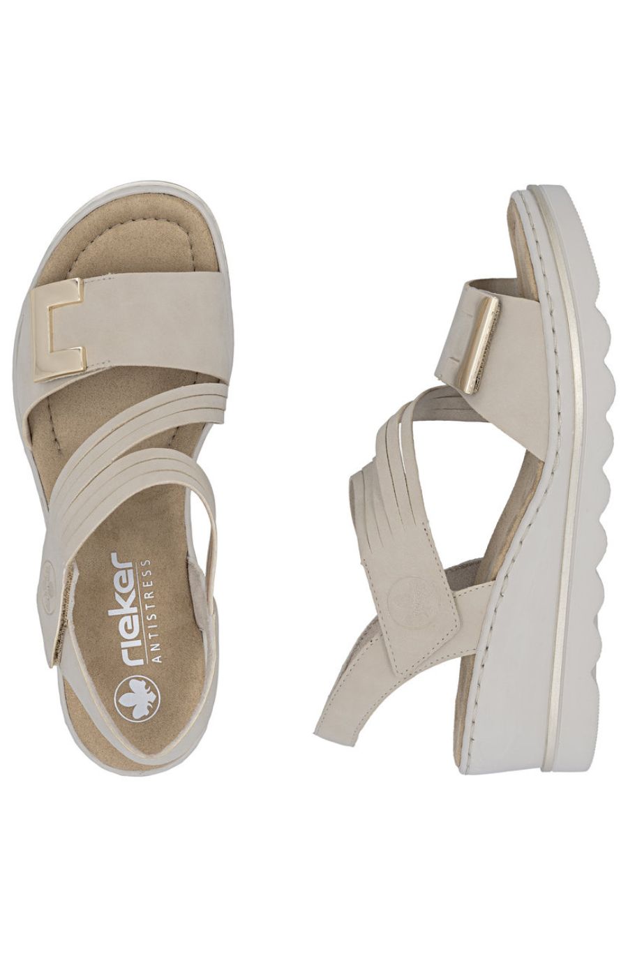 
Rieker Split Strap Sandal in Beige