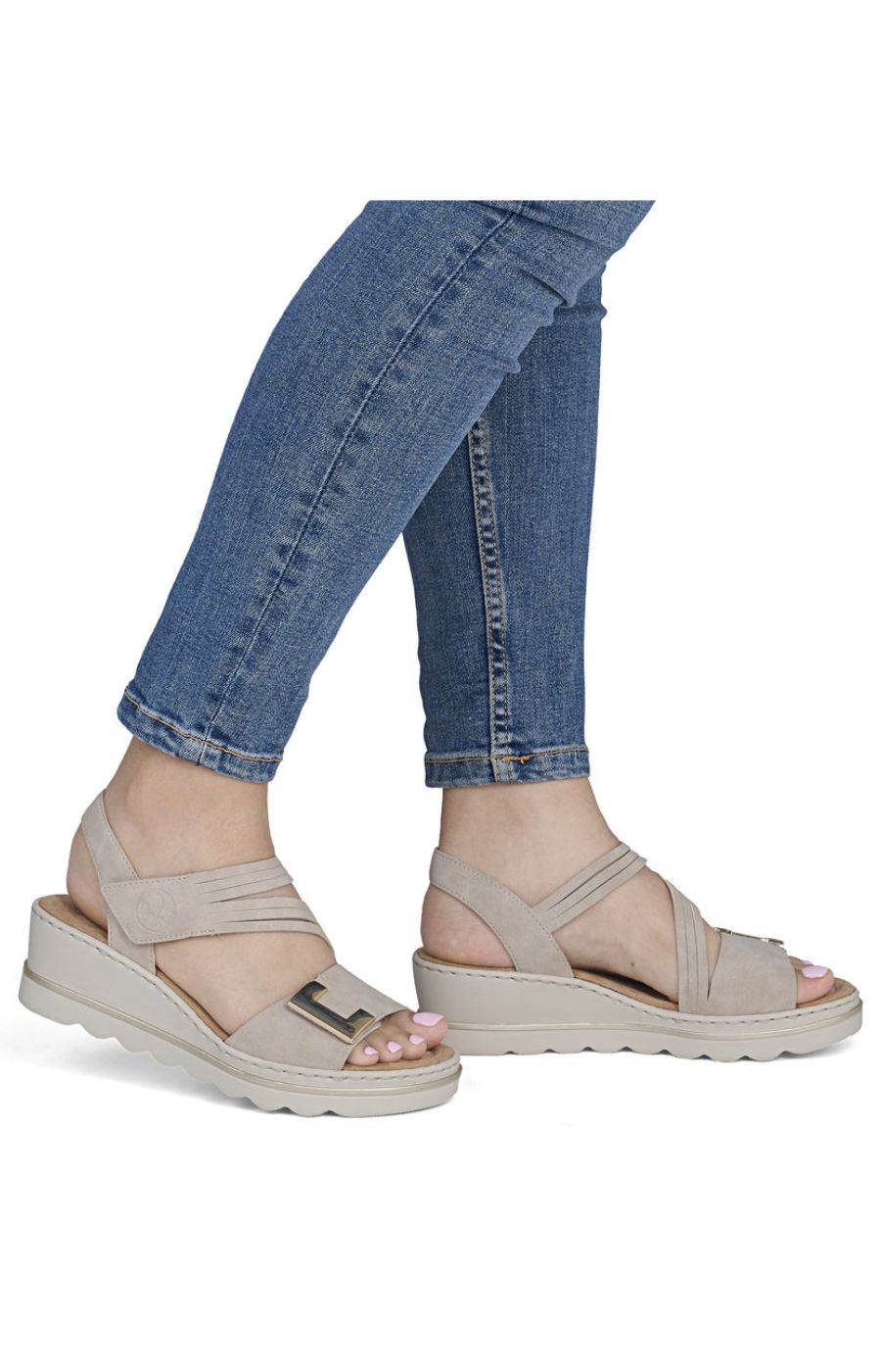 Rieker Split Strap Sandal in Beige 