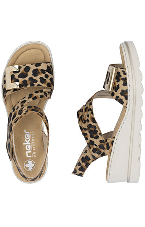 Rieker Split Strap Sandal in Leopard 
