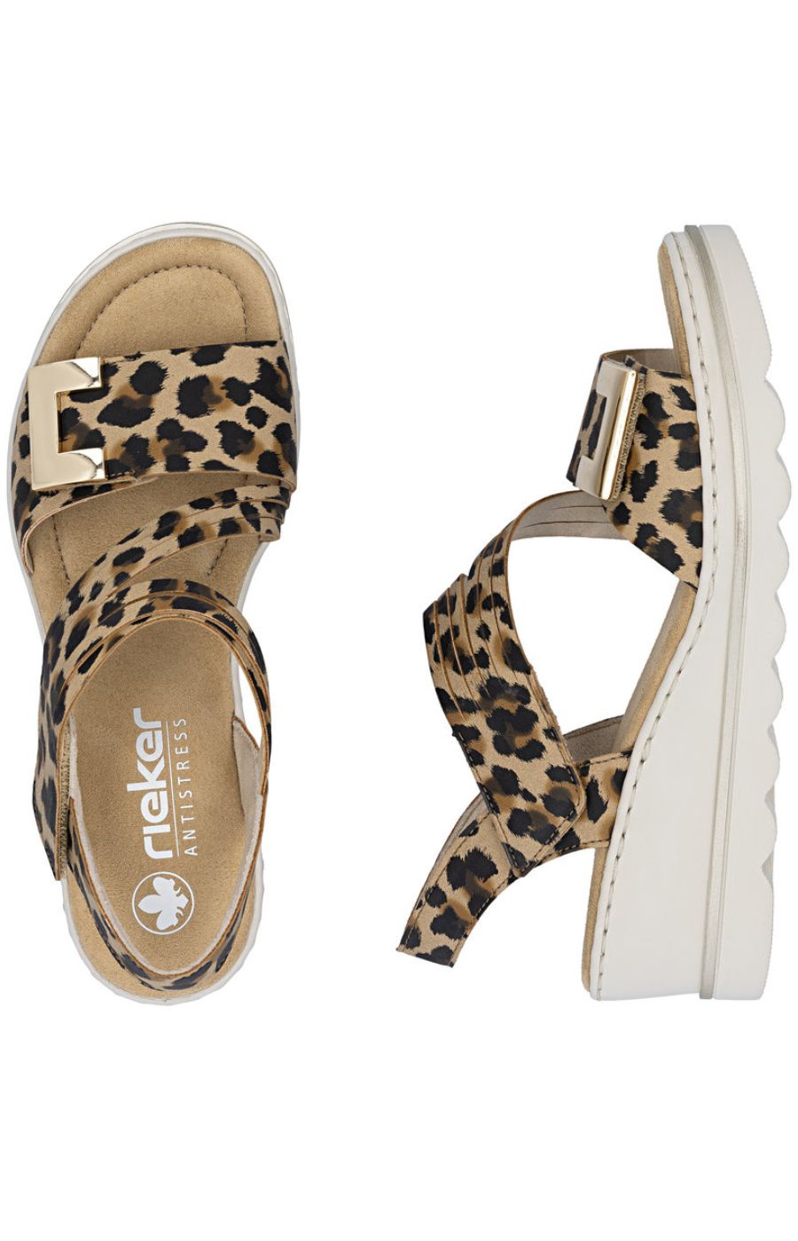 Rieker Split Strap Sandal in Leopard 