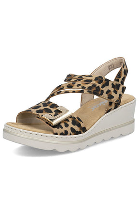 Rieker Split Strap Sandal in Leopard 