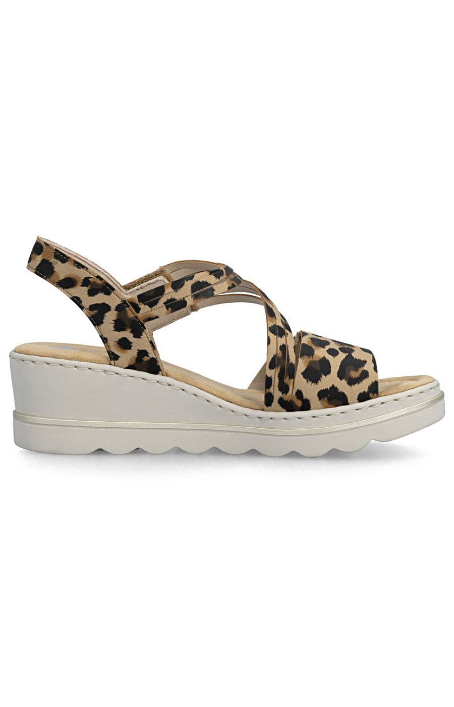 Rieker Split Strap Sandal in Leopard 