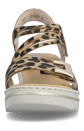 Rieker Split Strap Sandal in Leopard 
