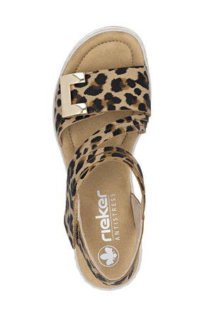 Rieker Split Strap Sandal in Leopard 