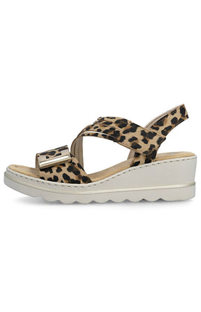 Rieker Split Strap Sandal in Leopard 