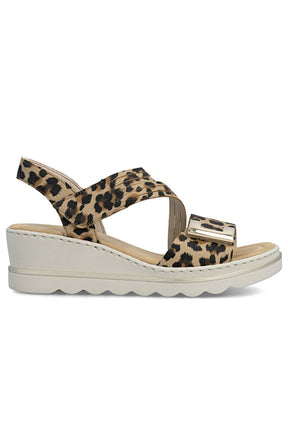 Rieker Split Strap Sandal in Leopard 