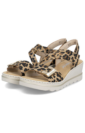 Rieker Split Strap Sandal in Leopard 