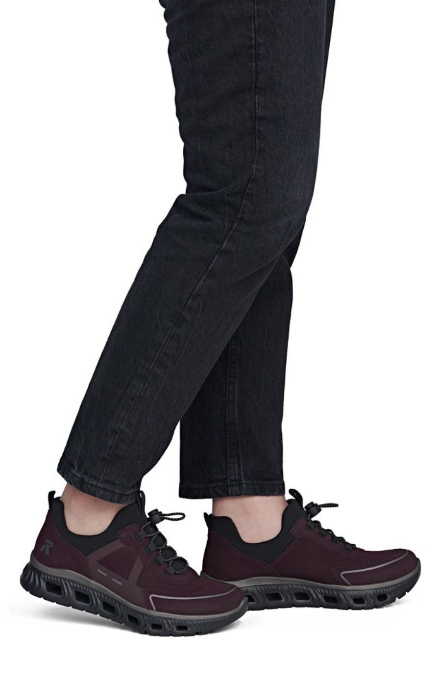 Rieker Toggle Lace Trainer in Wine